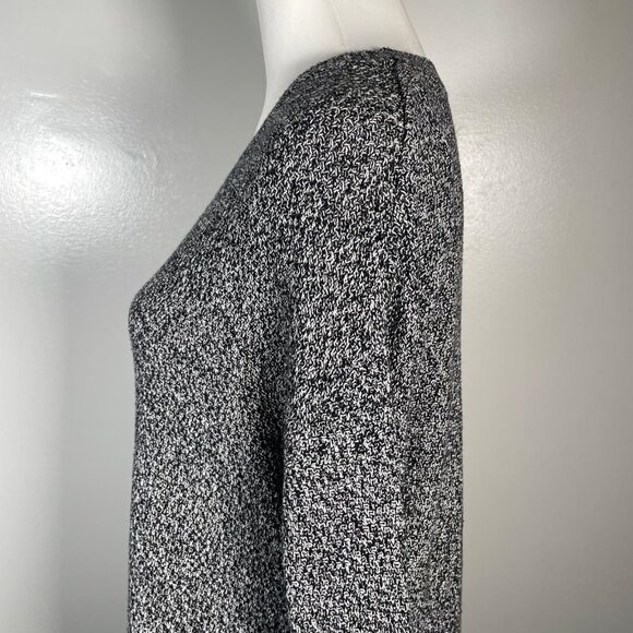 Urban Knit Supply Black White Marled Crewneck Tight Knit Long Sleeve Sweater M - Picture 6 of 14